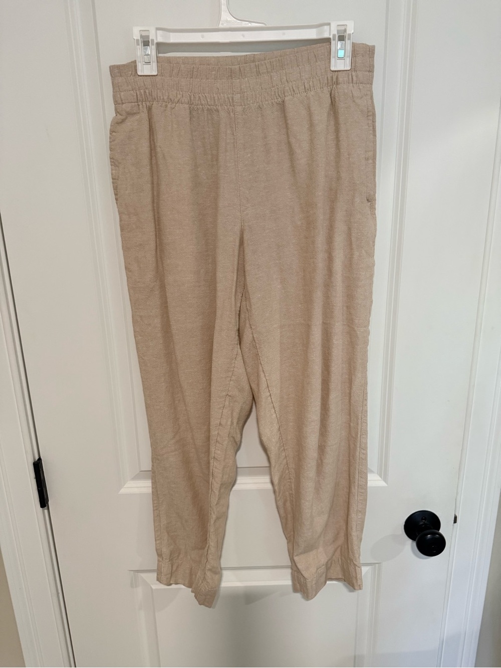 Old Navy Light Beige Linen Pants high rise cropped